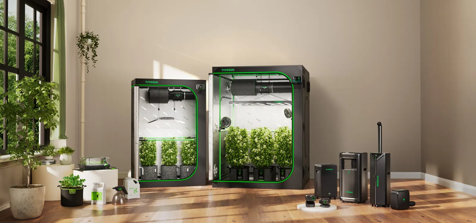 VIVOSUN grow tents set up in a home grow room